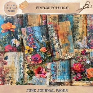 Diario basura imprimible, diario floral botánico, diario vintage, diario basura botánico, diario basura vintage, kit digital, manualidades digitales