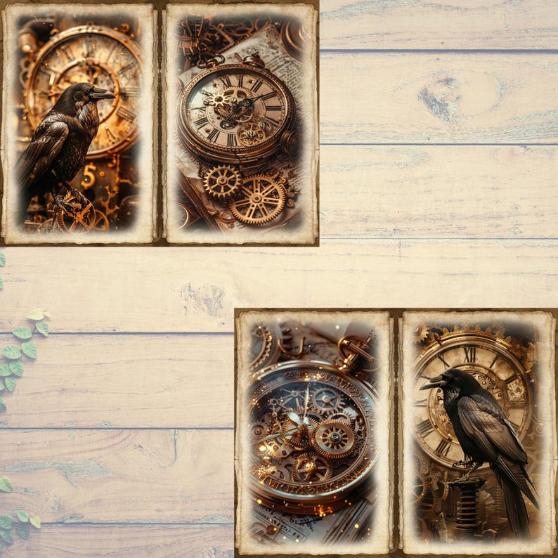 Junk Journal Printable, Steampunk Raven and Clocks Journal, Raven ...