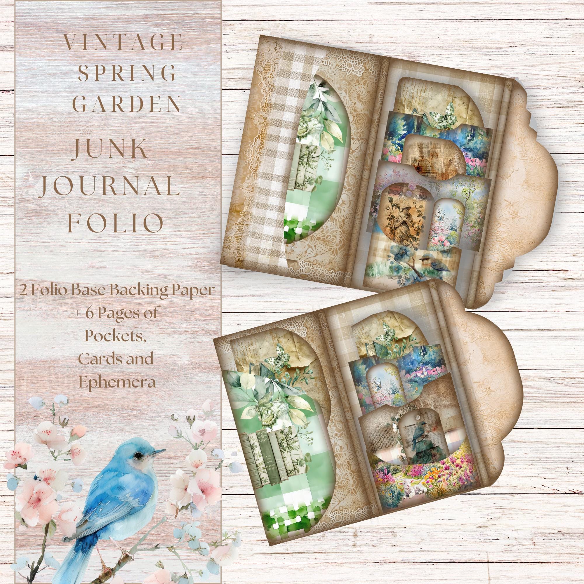 Vintage Spring Garden Junk Journal Folio Kit, Printable Folding Folio ...