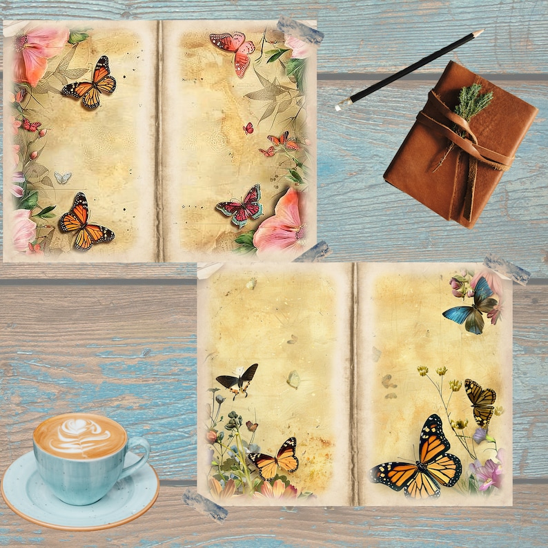 Junk Journal Printable, Butterfly Floral Journal, Vintage Garden ...