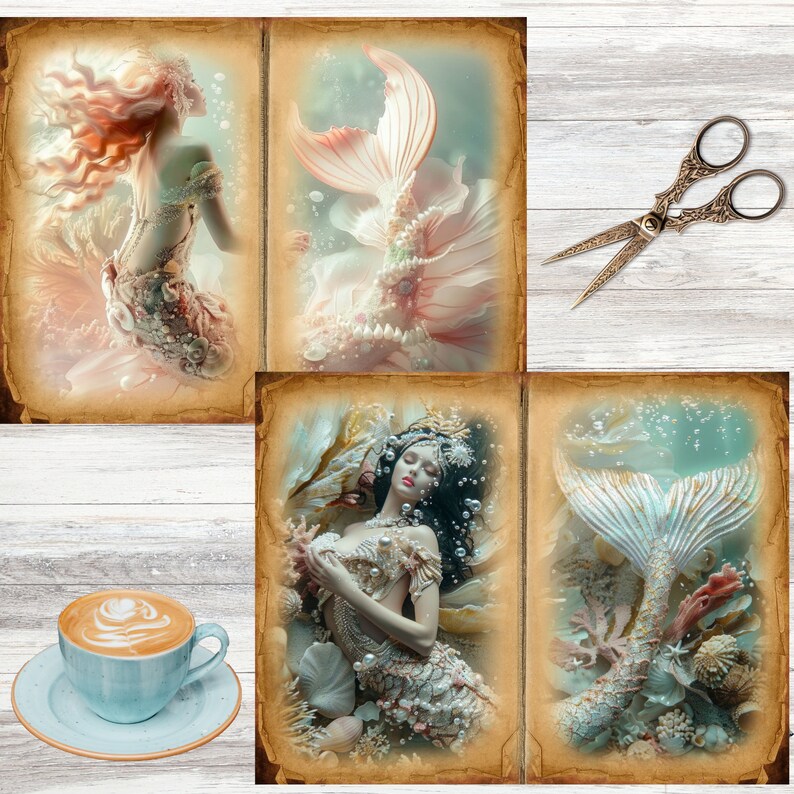 Junk Journal Printable, Mermaid Junk Journal, Fantasy Journal Papers ...