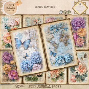 Junk Journal Printable, Spring Flowers Pages, Summer Floral Junk Journal, Floral Junk Journal, Digi Kit, Digital Crafts, Printable Journal