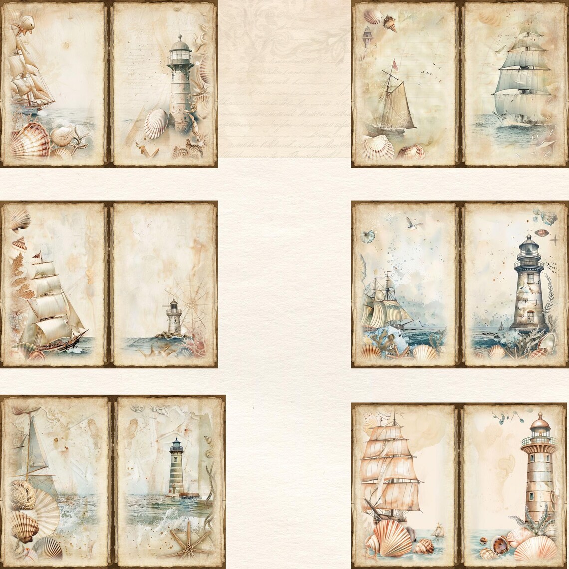 Junk Journal Printable, Vintage Old Lighthouse Journal, Ocean Journal ...