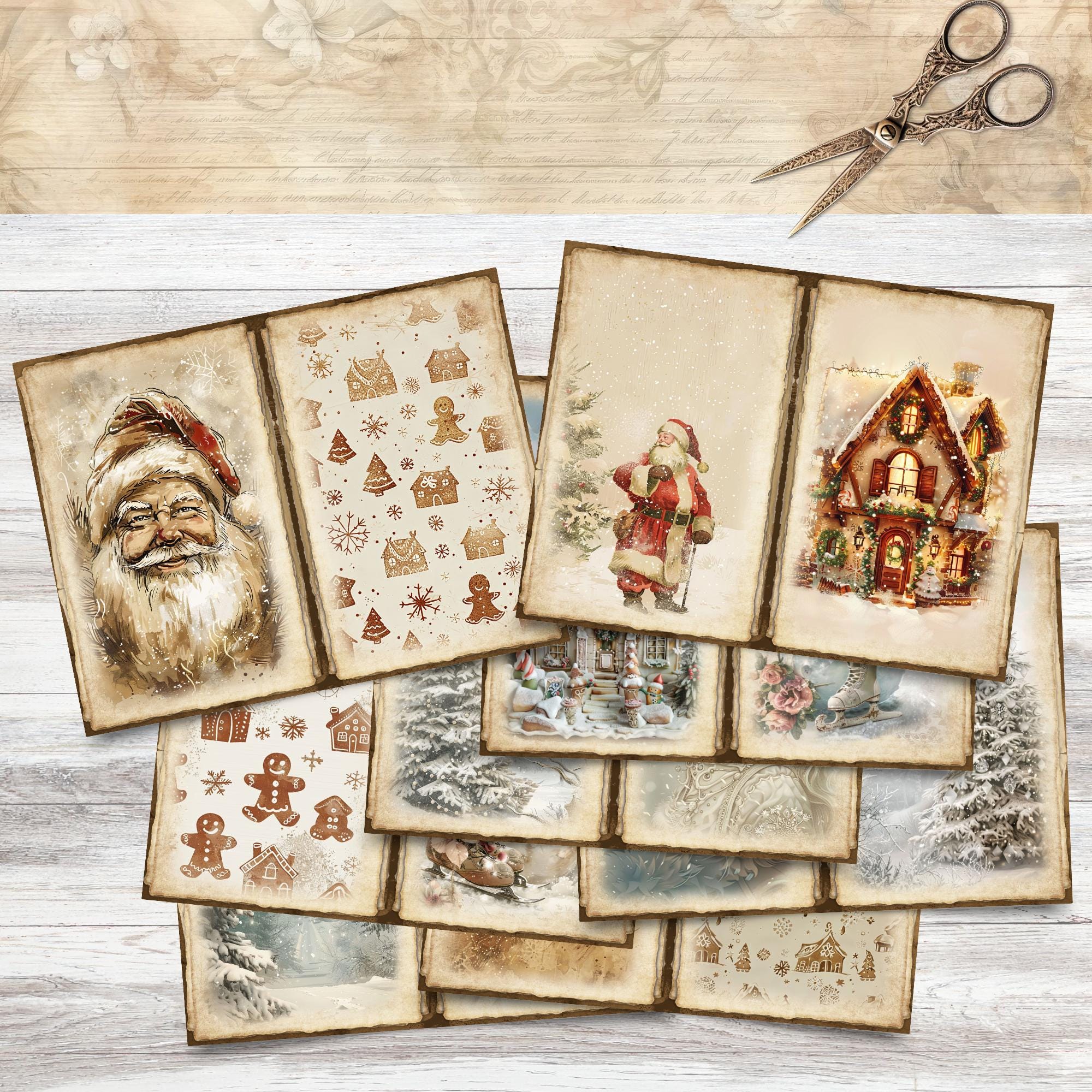 Junk Journal Printable, Vintage Winter Christmas Pages, Christmas ...