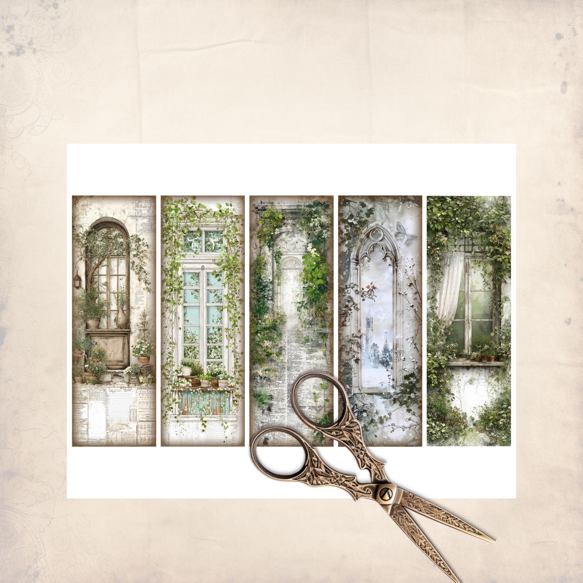 Vintage Window Bookmarks, Printable Cottage Core Bookmarks Ivy Rustic ...