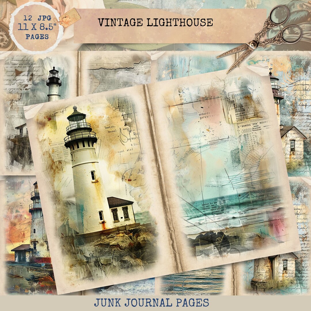 Junk Journal Printable, Vintage Lighthouse Journal, Ocean Journal ...
