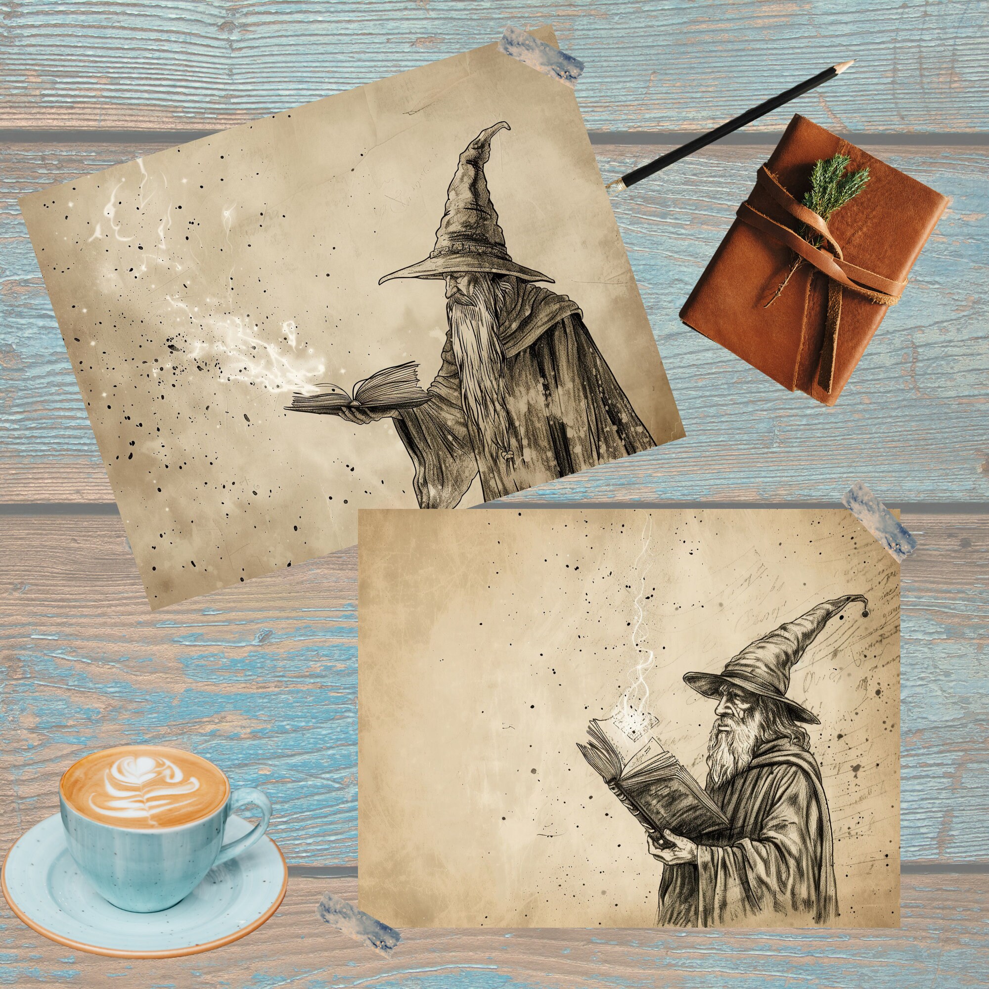 Junk Journal Printable, Wizard Vintage Journal Papers, Spell Book Junk ...