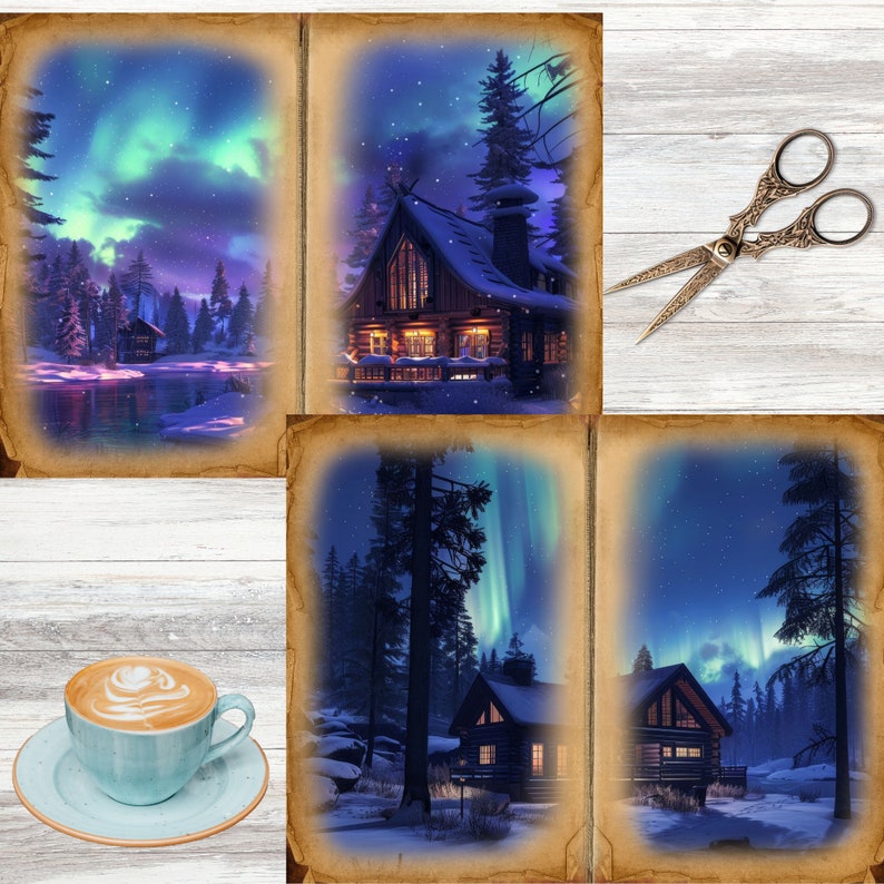 Junk Journal Printable, Log Cabin Journal, Forest Journal Papers, Cabin ...