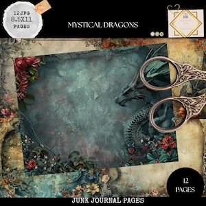 Diario basura imprimible, Diario basura de dragones místicos, Kit digital de diario basura, Manualidades digitales, Diario basura de dragones, Diario imprimible