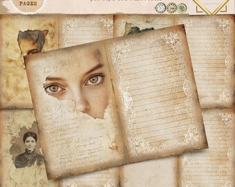Junk Journal Printable, Vintage Torn Lined Journal Papers, Vintage Junk Journal, Vintage Printable Junk Journal Digi Kit, Digital Crafts
