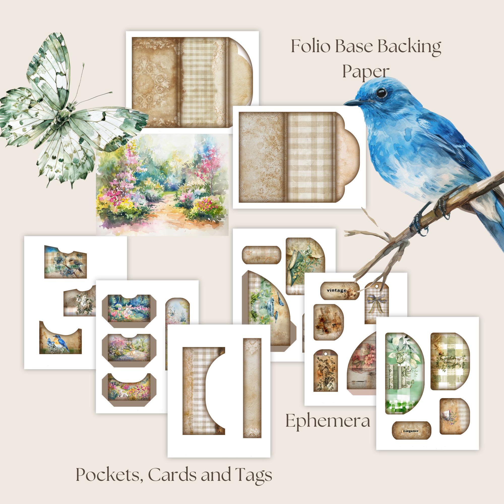 Vintage Spring Garden Junk Journal Folio Kit, Printable Folding Folio ...