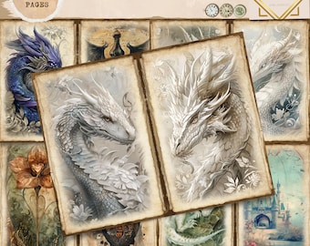 Junk Journal Printable, Dragon Journal, Dragon Kingdom Journal Pages, Fantasy Junk Journal, Digi Kit, Dragon Journal, Magical Junk Journal