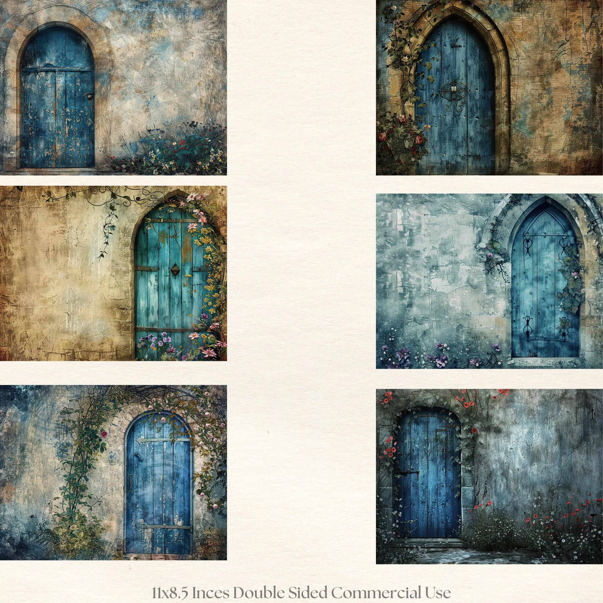 Junk Journal Printable, Wooden Blue Doors, Vintage Journal Pages, Doors ...
