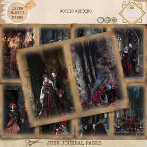 Junk Journal Printable, Gothic Wedding Journal, Wedding Junk Journal Page, Dark Fantasy Junk Journal, Digi Kit, Gothic Romance Junk Journal