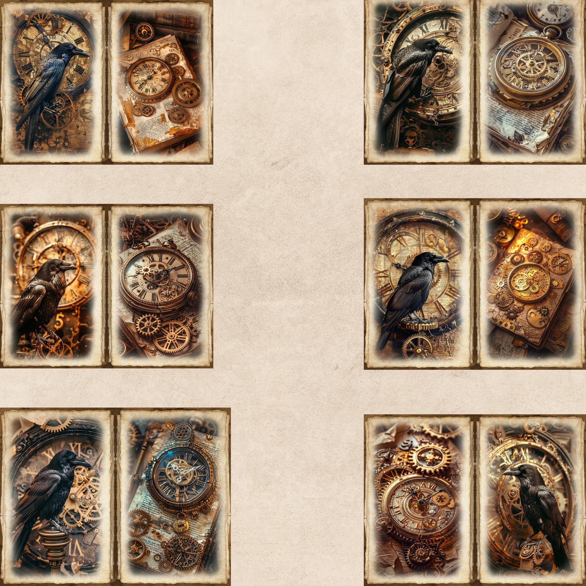 Junk Journal Printable, Steampunk Raven and Clocks Journal, Raven ...
