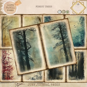 Junk Journal Printable Forest Junk Journal, Verzauberte Wald Junk Journal Papiere, Waldbäume Junk Journal, Vintage Wald Ephemera