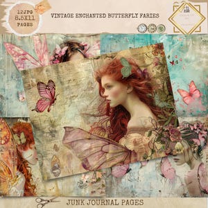 Junk Journal zum Ausdrucken, Vintage Feen Journal, Schmetterling Journal Seiten, Fantasy Junk Journal, Digi Kit, Fairy Journal, Magisches Junk Journal