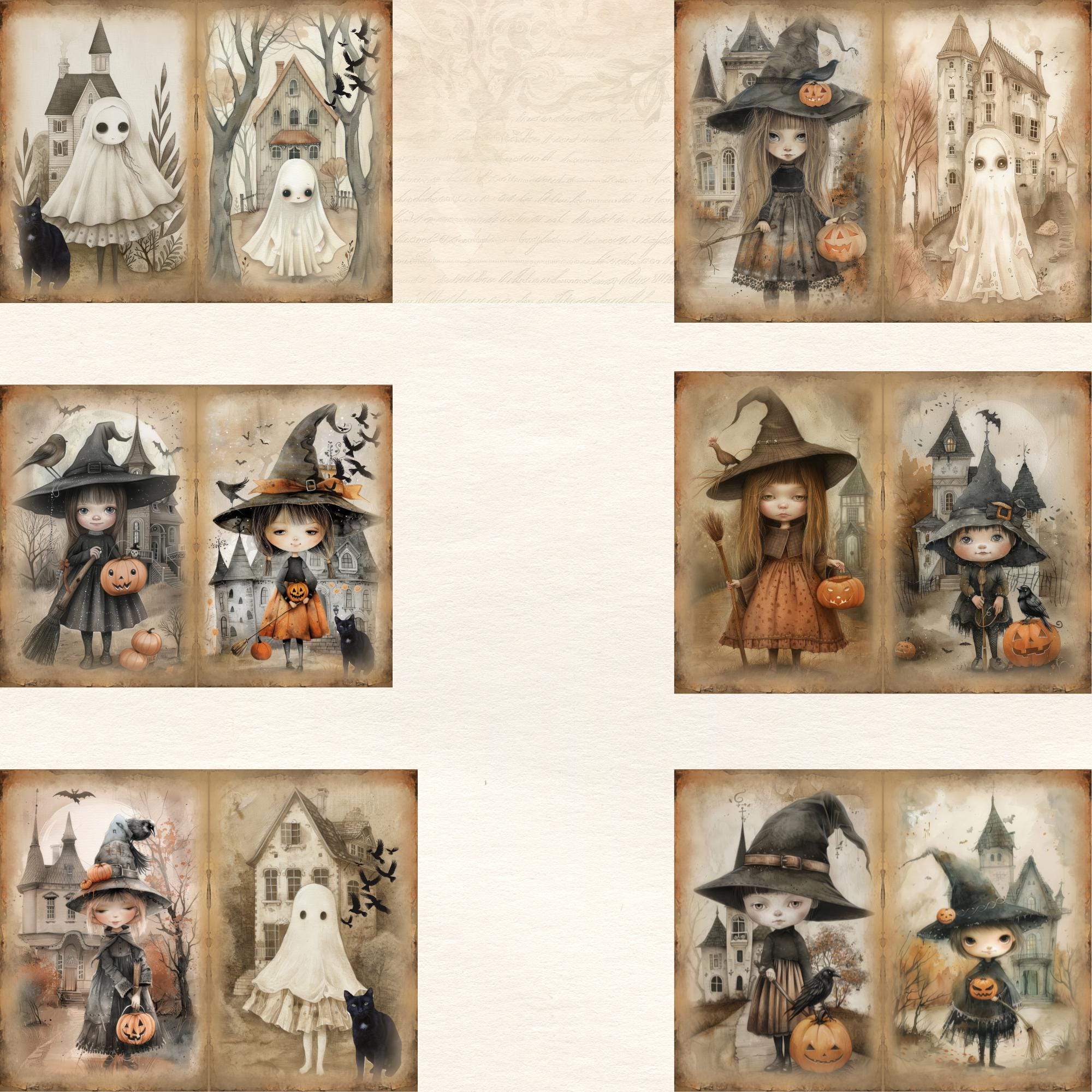 Vintage Witches Junk Journal, Little Spooks Digital Paper, Victorian ...