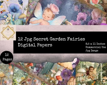 Secret Garden Fairies Junk Journal Papers,  Printable Fairy Pages & Whimsical Mushroom Backgrounds, Enchanted  Secret Garden Fairy Papers