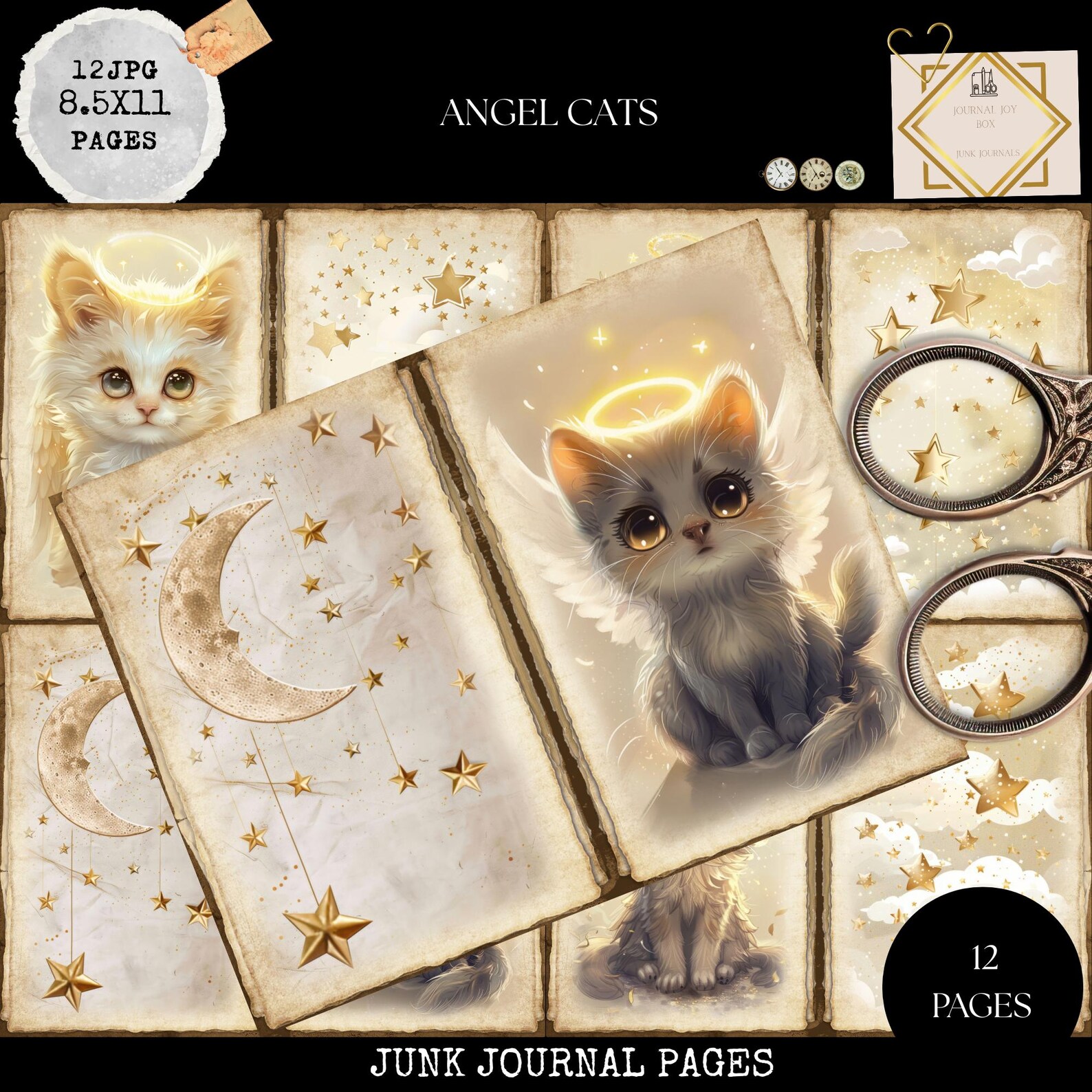 Junk Journal Printable, Angel Cat Journal, Pet Loss Junk Journal Papers ...