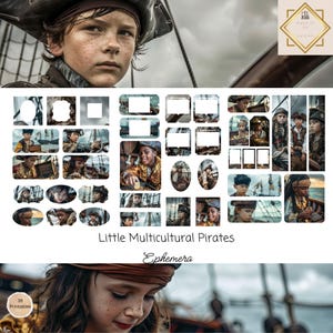 Ephemera Cards,38 Mini Extras Pack, Pirate Kids Printable Ephemera, Paper Crafts, Digital Collage,11 x 8.5, Digital Craft, Pirate Ephemera