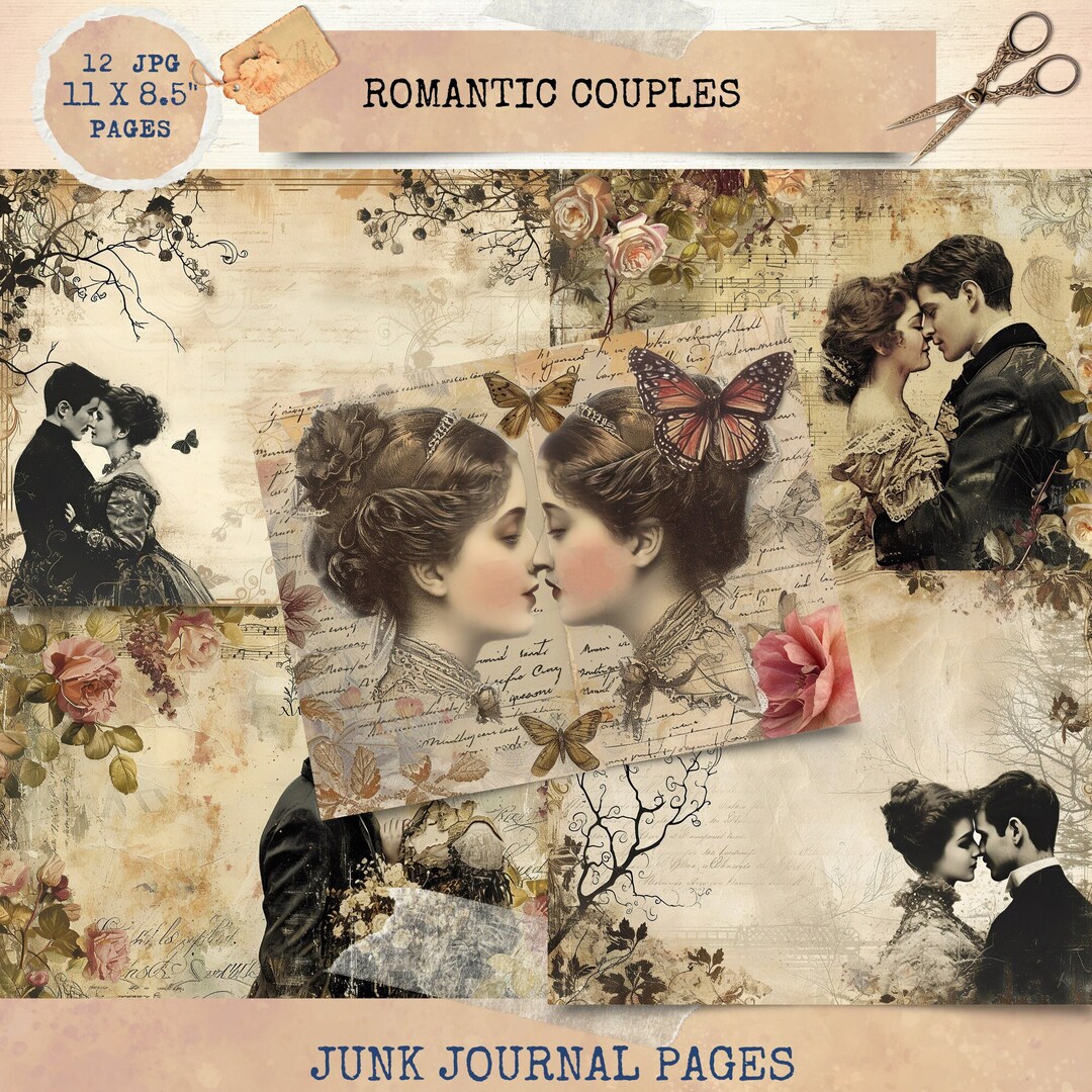 Junk Journal Printable, Romantic Couple , Vintage Journal Papers ...