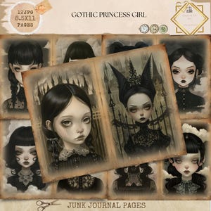 Junk Journal Printable, Gothic Princess Journal, Gothic Girl Junk Journal Page, Dark Fantasy Junk Journal, Digi Kit, Gothic Junk Journal