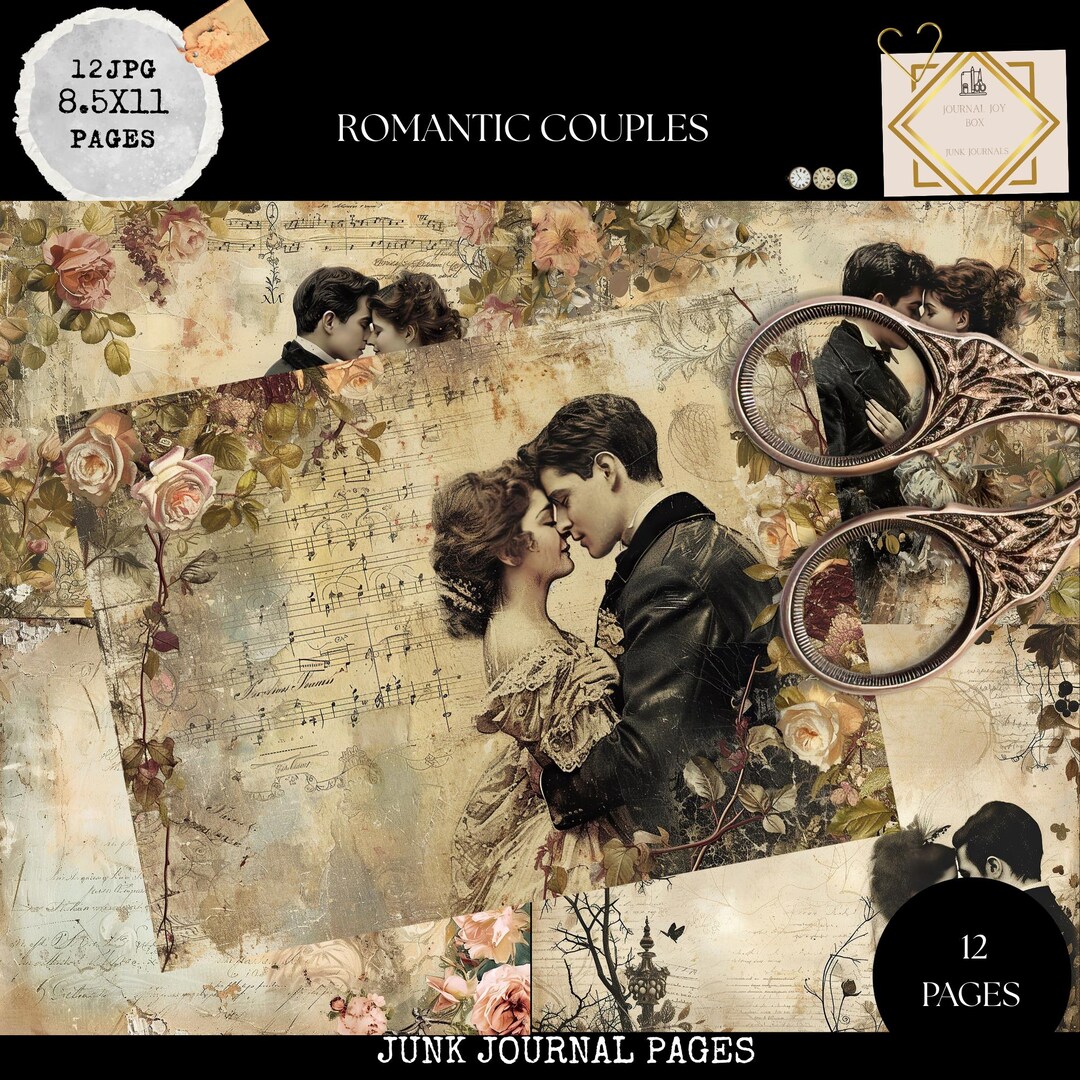 Junk Journal Printable, Romantic Couple , Vintage Journal Papers ...