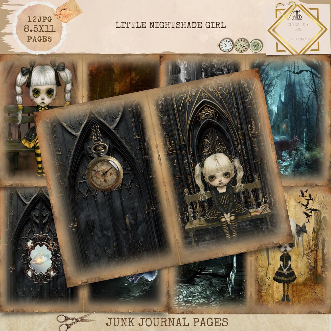 Junk Journal Printable, Little Gothic Girl Journal, Nightshade Junk ...