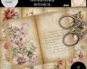 Junk Journal zum Ausdrucken, Blumen Junk Journal, Vintage Journal Papiere, Botanisches Junk Journal, Garten Junk Journal Digi Kit, Digital Crafts