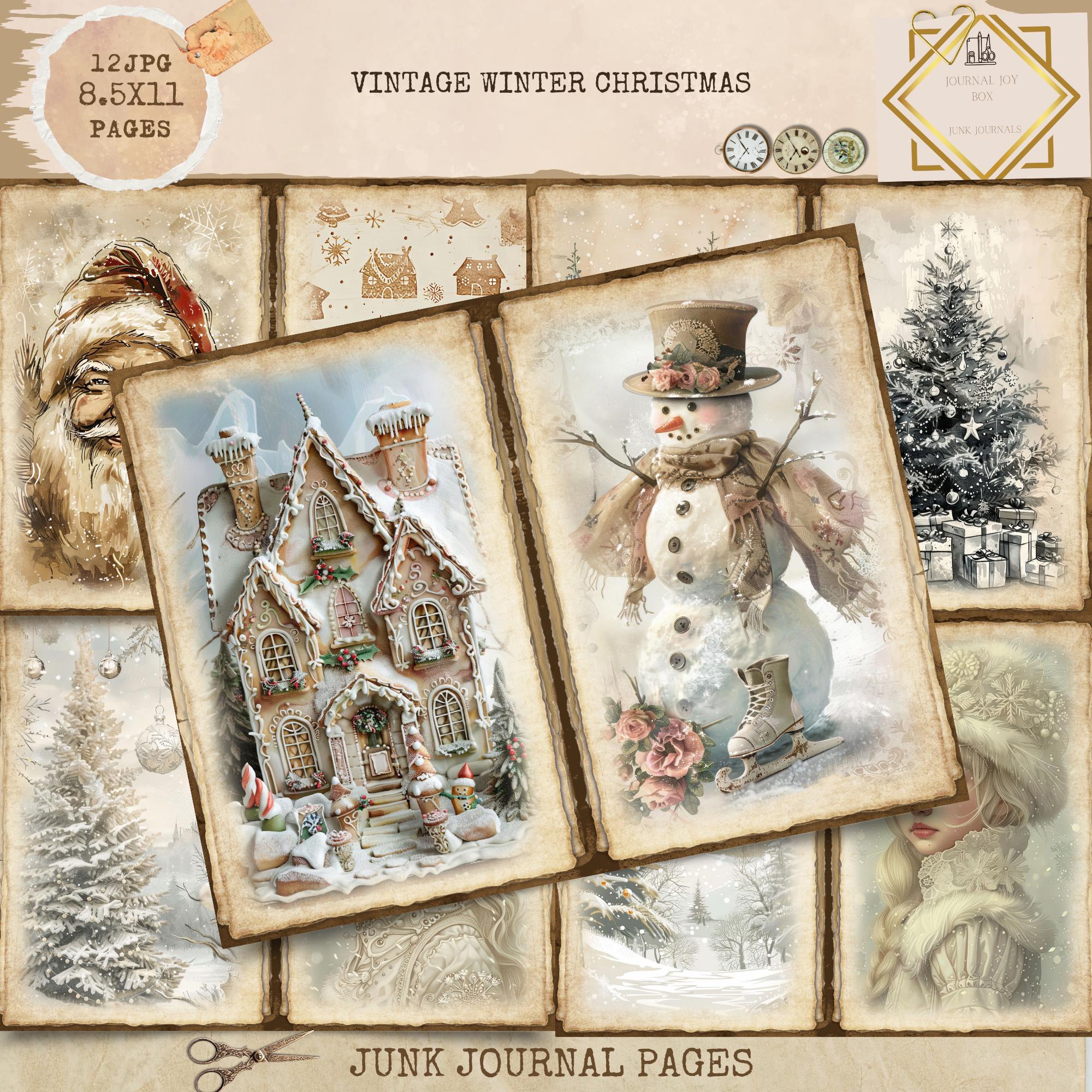 Junk Journal Printable, Vintage Winter Christmas Pages, Christmas ...