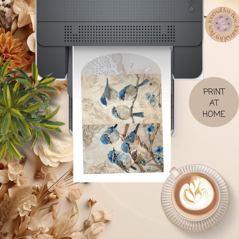 Mega Junk Journal Kit "blue Birds" 98 Piece Birds Printable Papers ...