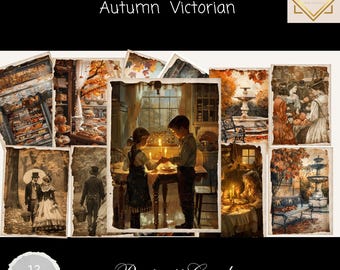 Autumn Victorian Portrait Cards, for Thanksgiving Harvest Ephemera, Printable Junk Journal Cards, Thanksgiving Junk Journal Portrait Set