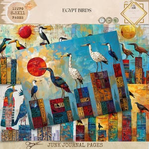 Junk Journal Printable, Egypt Birds Vintage Journal Papers, Egyptian Books Junk Journal , Junk Journal Digi Kit, Printable Journal