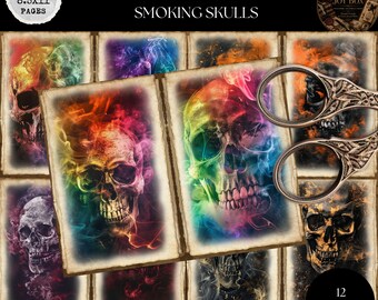 Junk Journal Printable, Gothic Smokey Skulls, Vintage Journal Papers, Skull Junk Journal, Gothic Skull Junk Journal Digi Kit, Digital Crafts