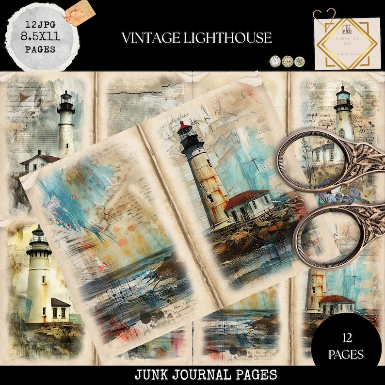 Junk Journal Printable, Vintage Lighthouse Journal, Ocean Journal ...
