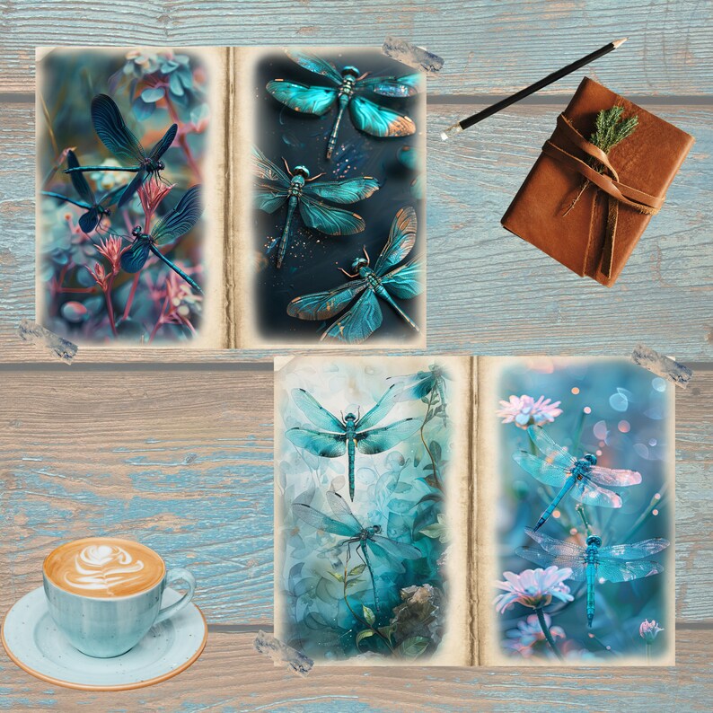 Junk Journal Printable, Dragonflies Journal, Vintage Journal Papers ...
