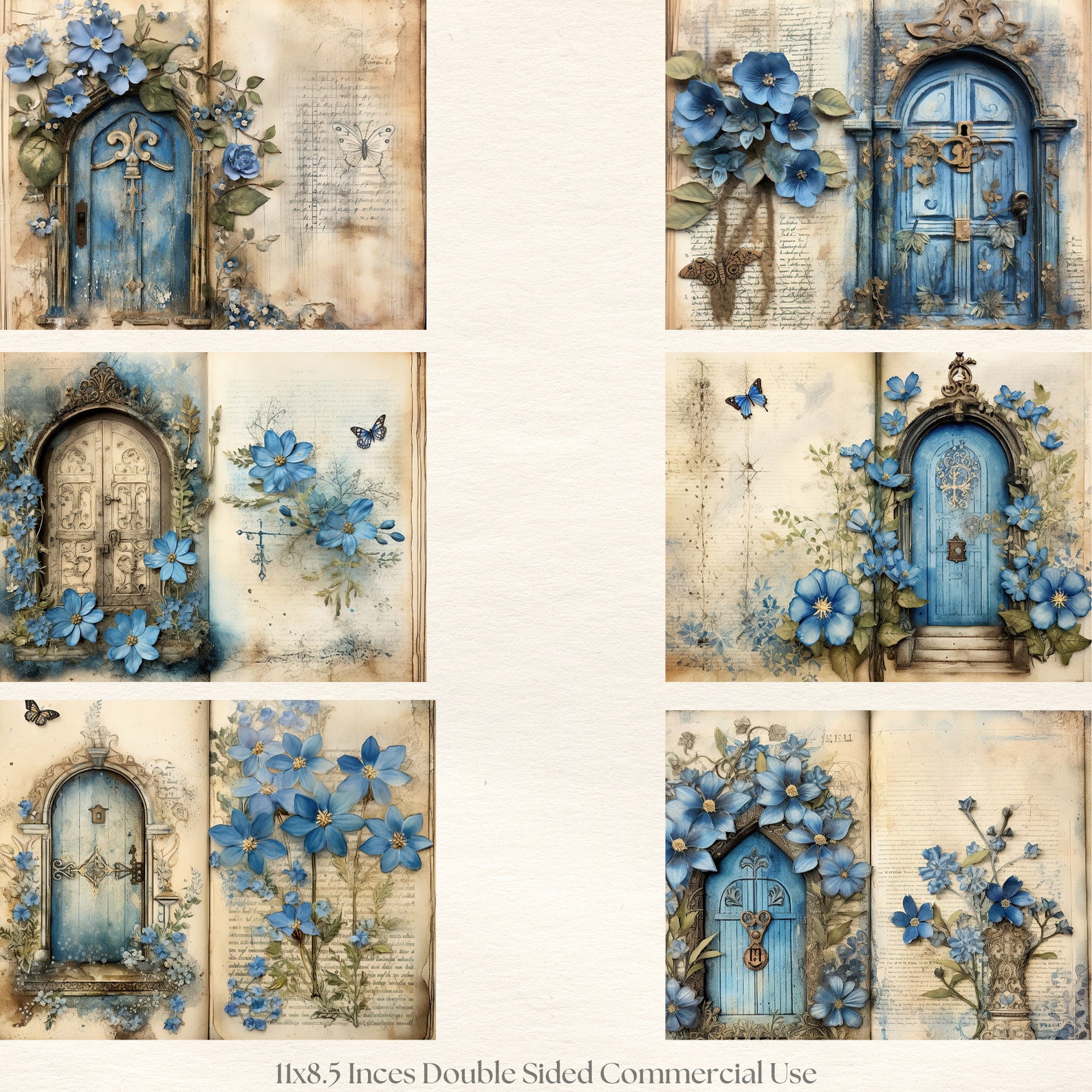 Junk Journal Printable, Wooden Floral Doors, Vintage Journal Pages ...