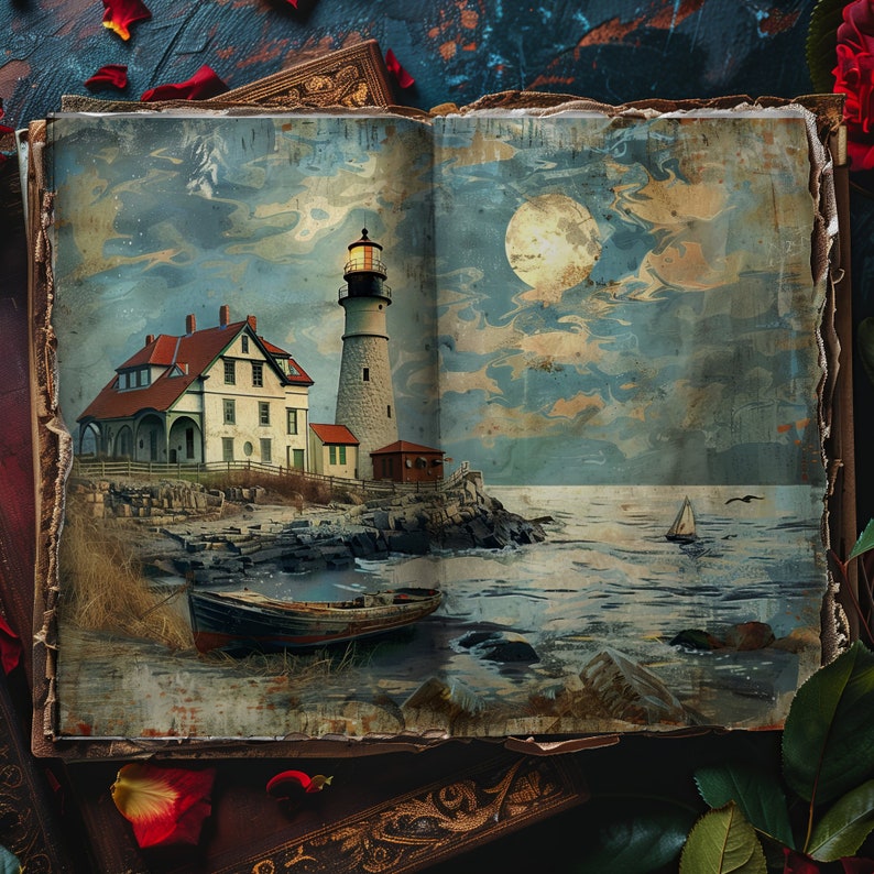Junk Journal Printable, Ocean Journal Papers, Lighthouse Junk Journal ...