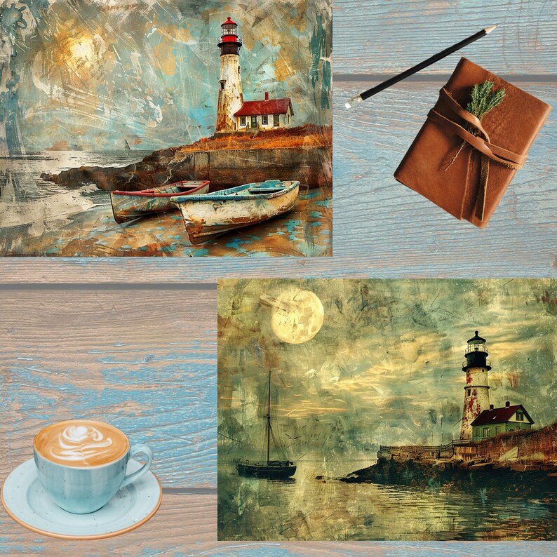 Junk Journal Printable, Ocean Journal Papers, Lighthouse Junk Journal ...
