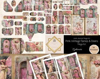 Mega Junk Journal Kit "Fairy" 98 Piece Fairy Printable Papers, Tags, Ephemera, Cards, Folio Kit Paper Craft, Collage Sheet 11 x 8.5