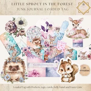 Loaded Tag Printable,  Little Sprout in the Forest Tags, Baby Woodland Printable Ephemera, Paper Crafts, Scrapbooking 11 x 8.5, Mixed Media