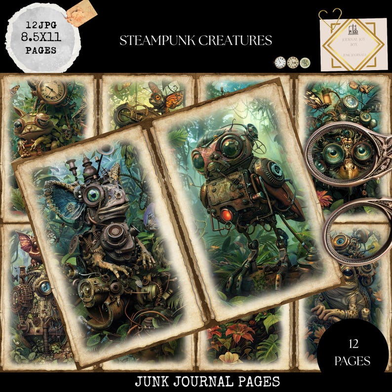 Junk Journal Printable, Steampunk Pages, Steampunk Creatures Journal ...