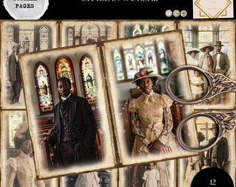 African American Worship Junk Journal Pages,  Vintage Church Ephemera, Black History Faith Printable, Religious Scrapbook, Digital Papers