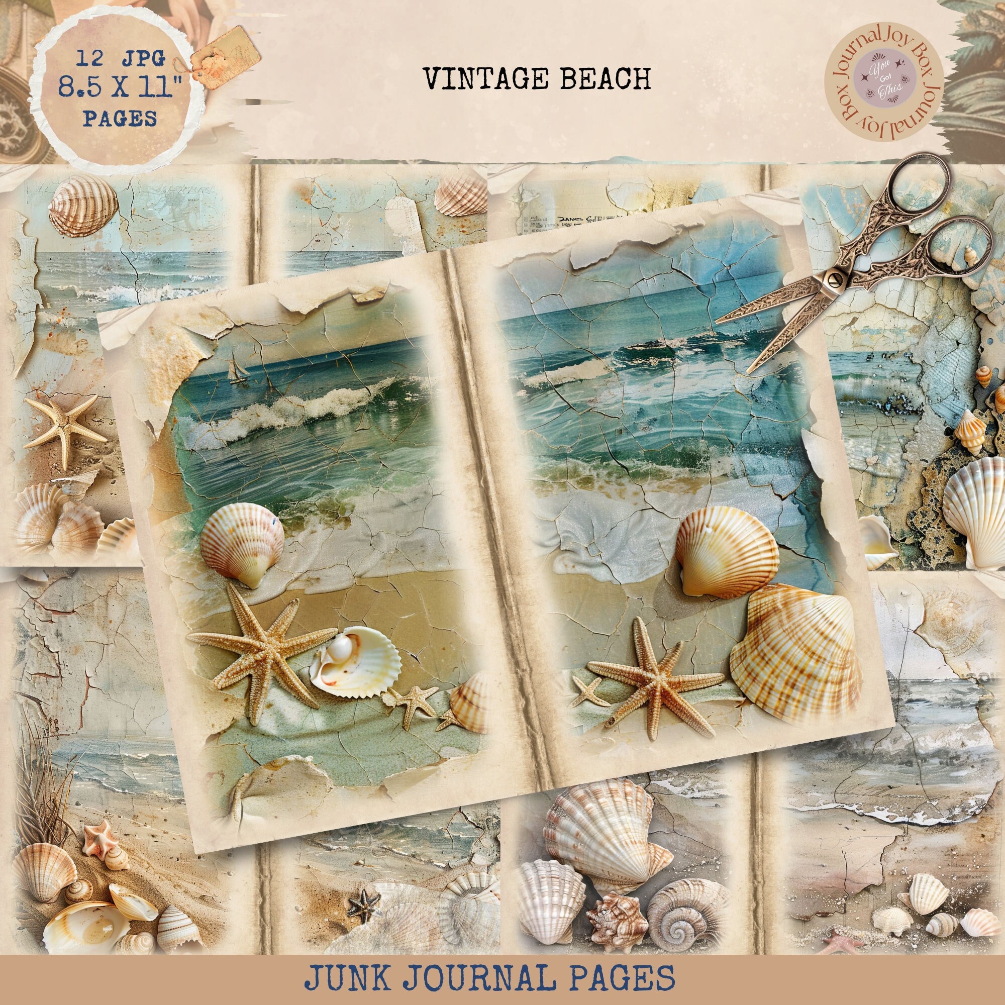 Junk Journal Printable, Vintage Beach Junk Journal, Ocean Journal