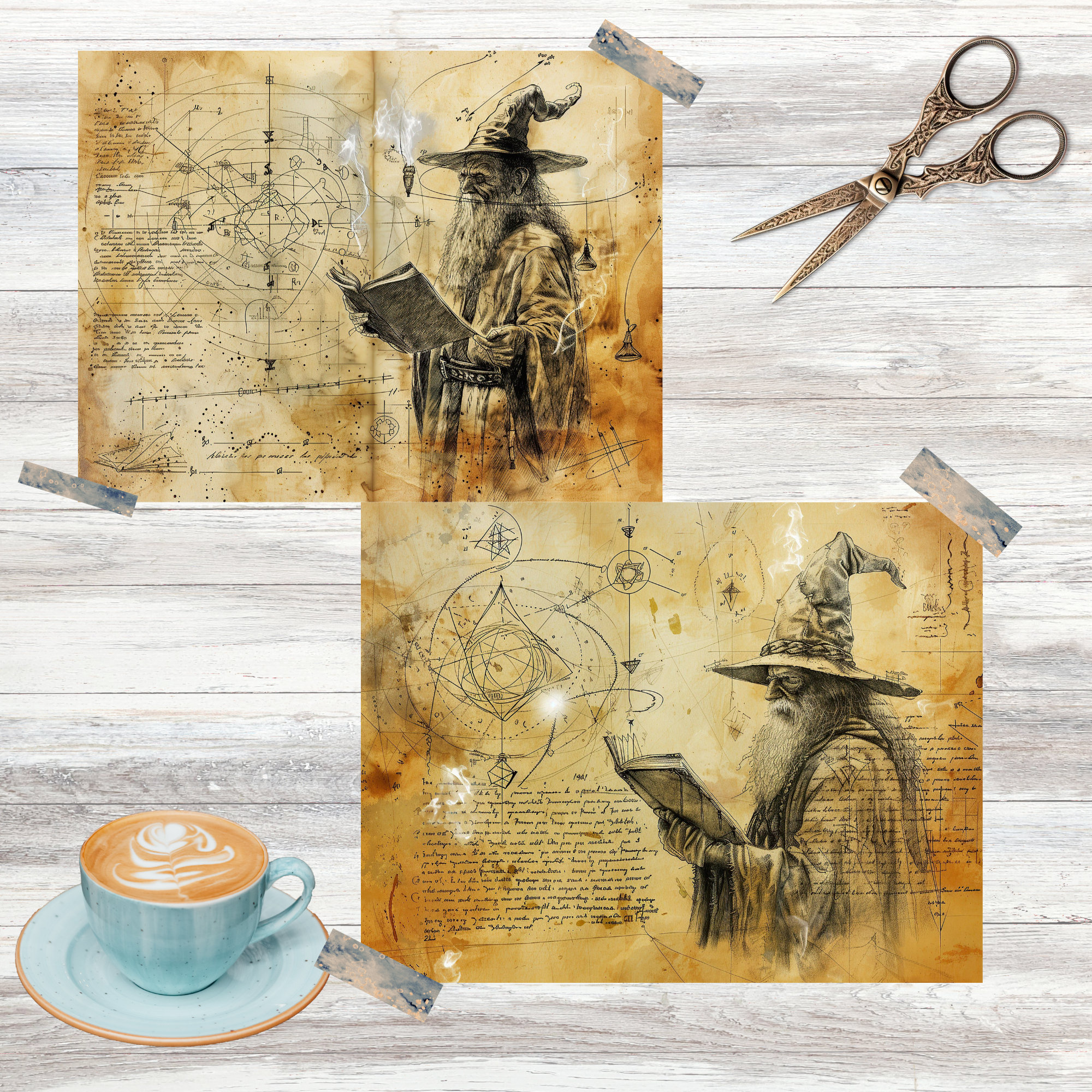 Junk Journal Printable, Wizard Vintage Journal Papers, Spell Book Junk ...