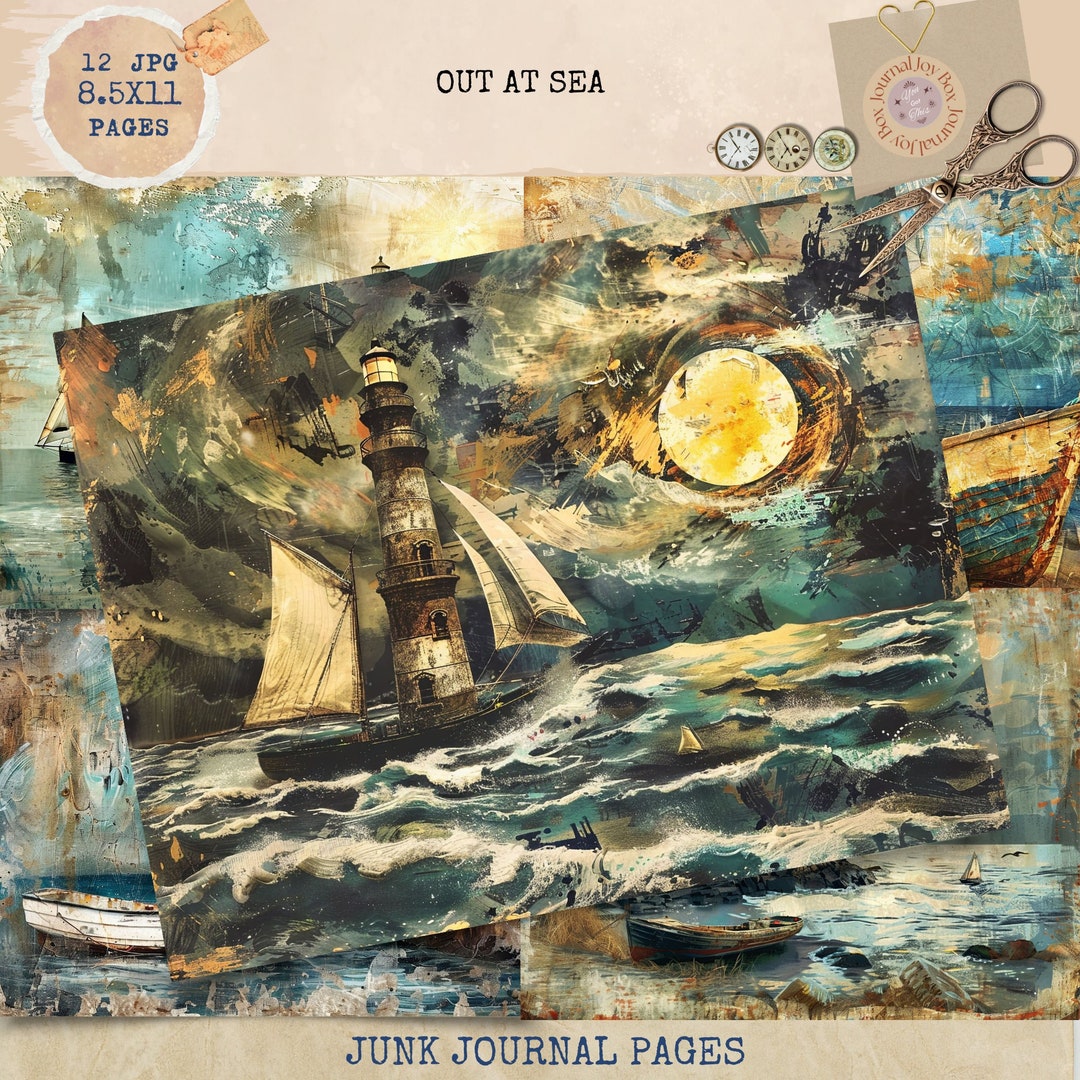 Junk Journal Printable, Ocean Journal Papers, Lighthouse Junk Journal ...