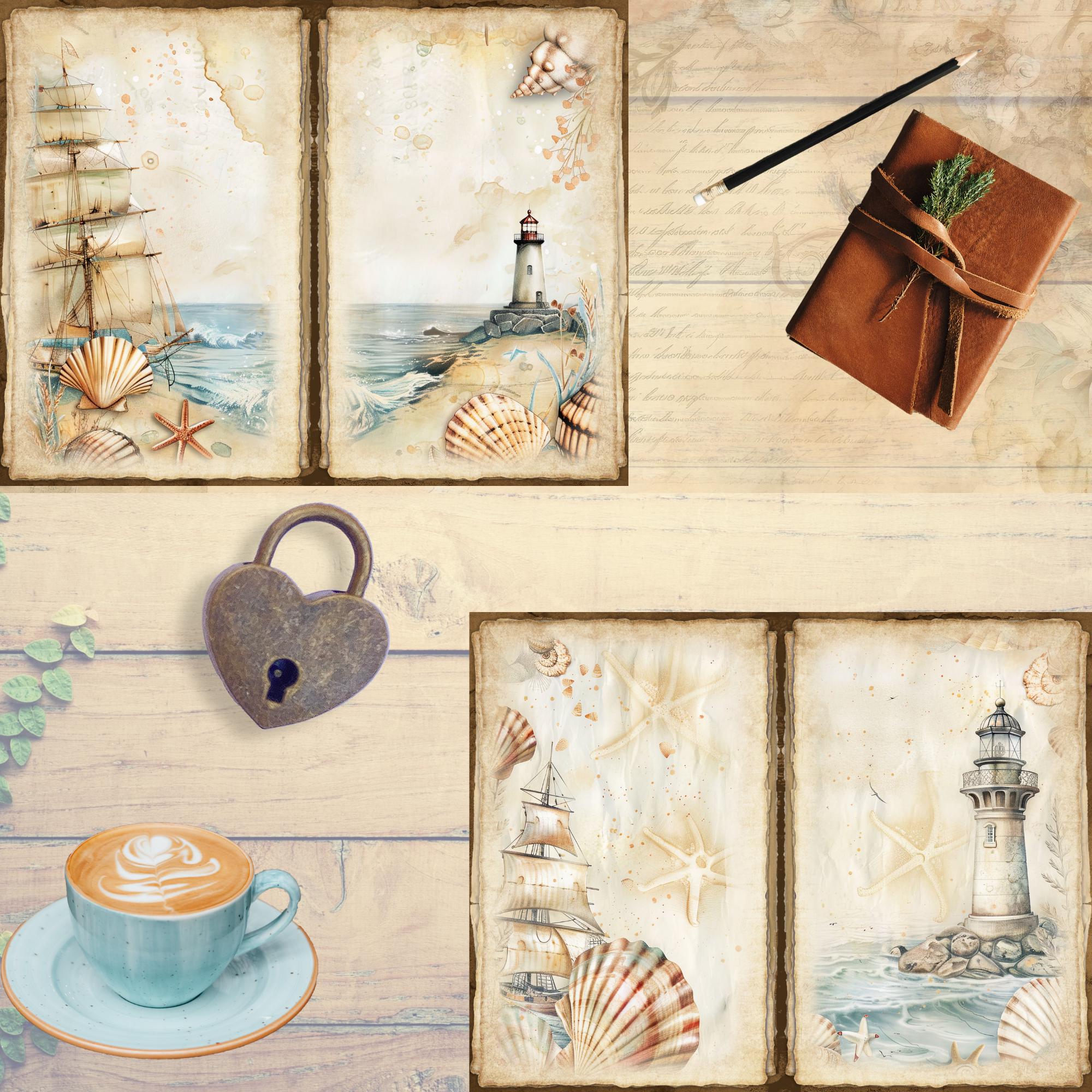 Junk Journal Printable, Vintage Old Lighthouse Journal, Ocean Journal ...