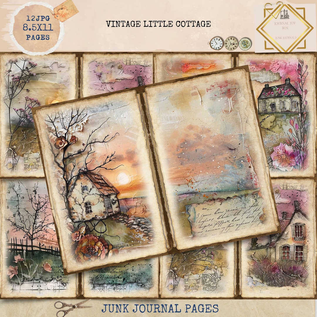 Junk Journal Printable, Vintage Little Cottage Junk Journal Papers ...