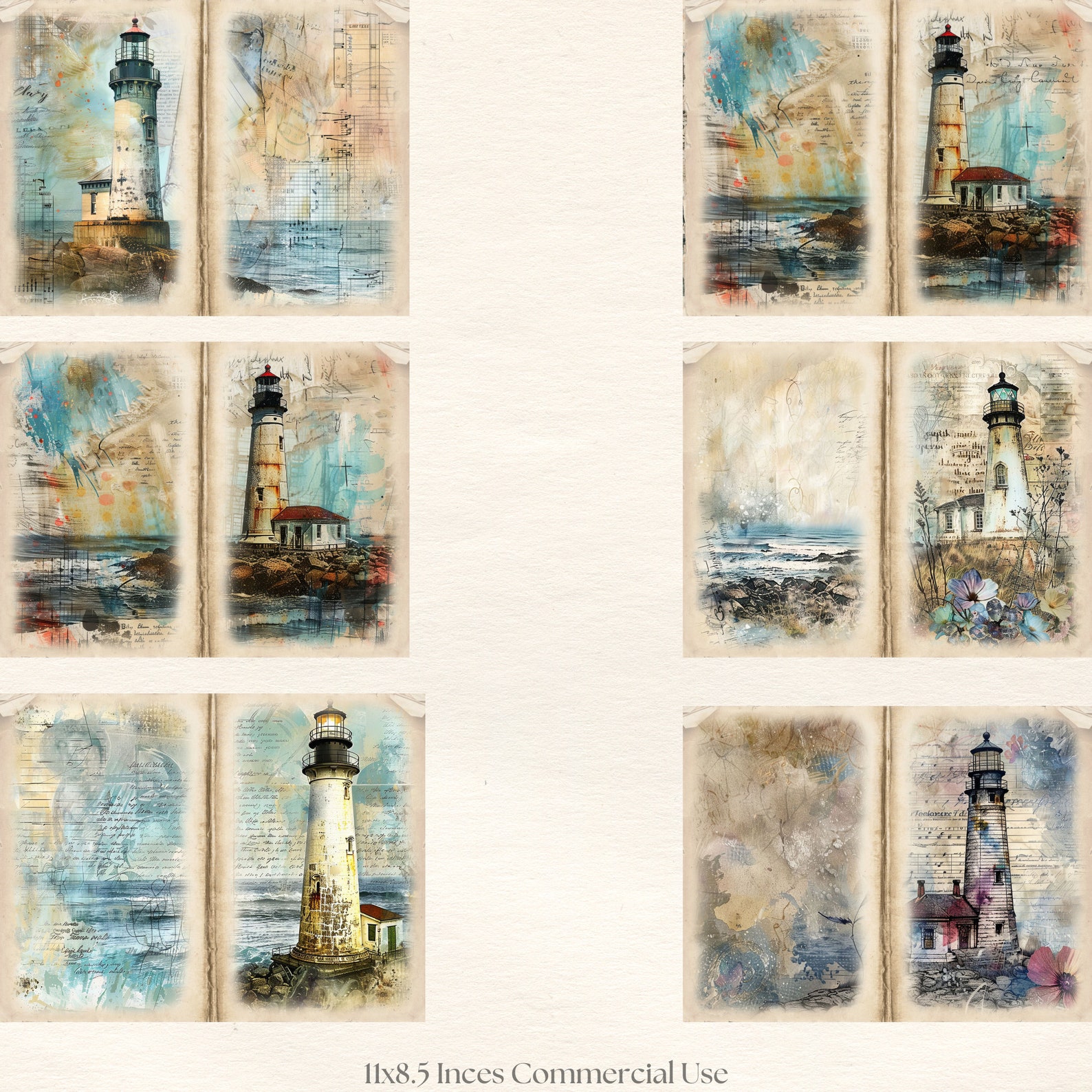 Junk Journal Printable, Vintage Lighthouse Journal, Ocean Journal ...